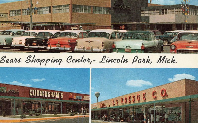 Sears Shopping Center (Lincoln Park Shopping Center) - Vintage Postcard (newer photo)